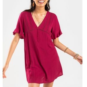 Francesca's Front Button Dress medium blue